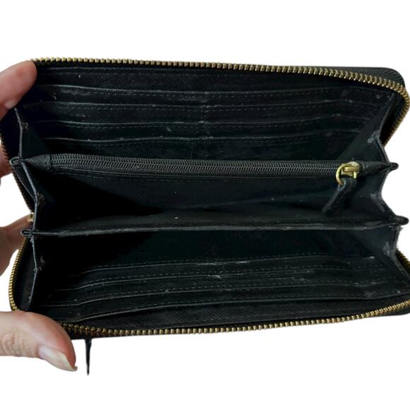 Fossil Black Leather Full Zippy Wallet - Picture 8 of 10
